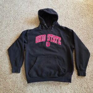 Ohio State Buckeyes Hoodie Black Mens Large Embroidered OSU Old Varsity Brand